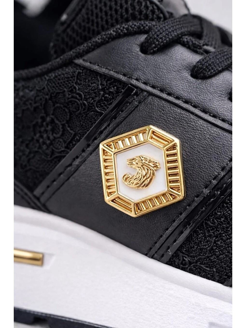 Siyah Dantel Detaylı Trend 5 Cm Platform Yüksek Taban Kadın Sneaker Spor Ayakkabı-3