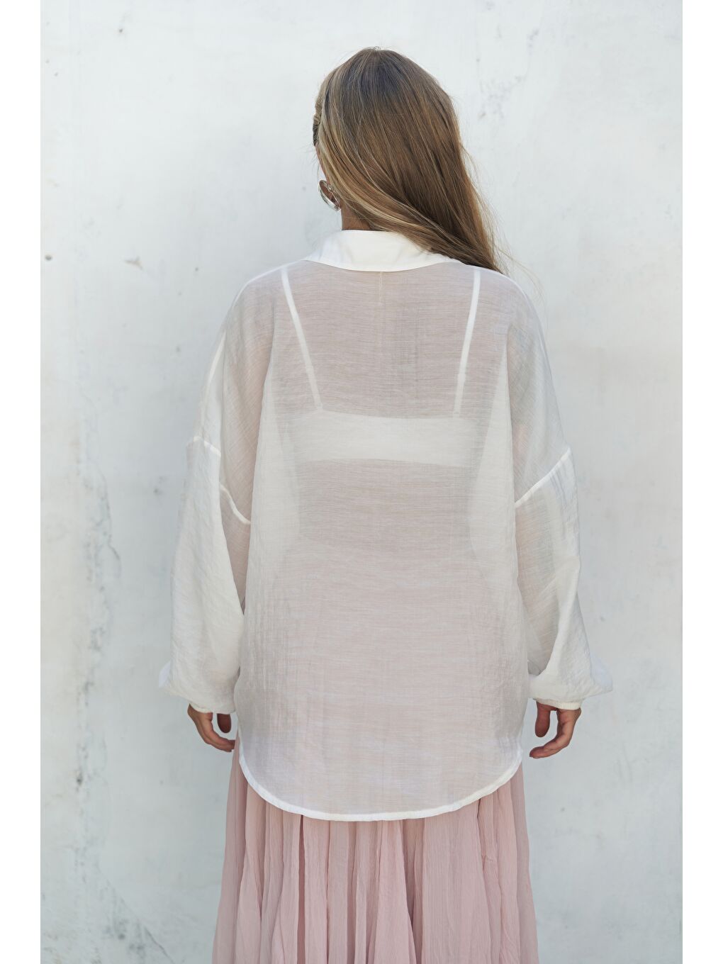 Lyra Oversize Ekru Gömlek-3