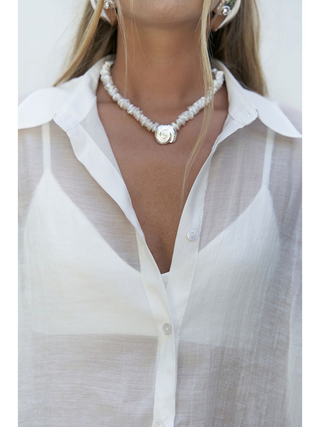 Lyra Oversize Ekru Gömlek-5