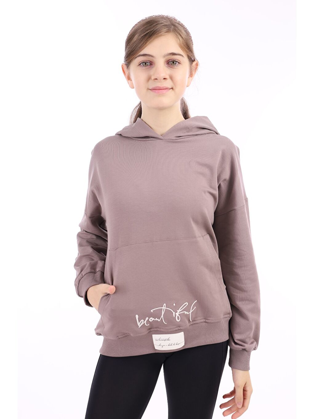 Toontoykids Kahverengi Kız Çocuk Nakışlı Sweatshirt