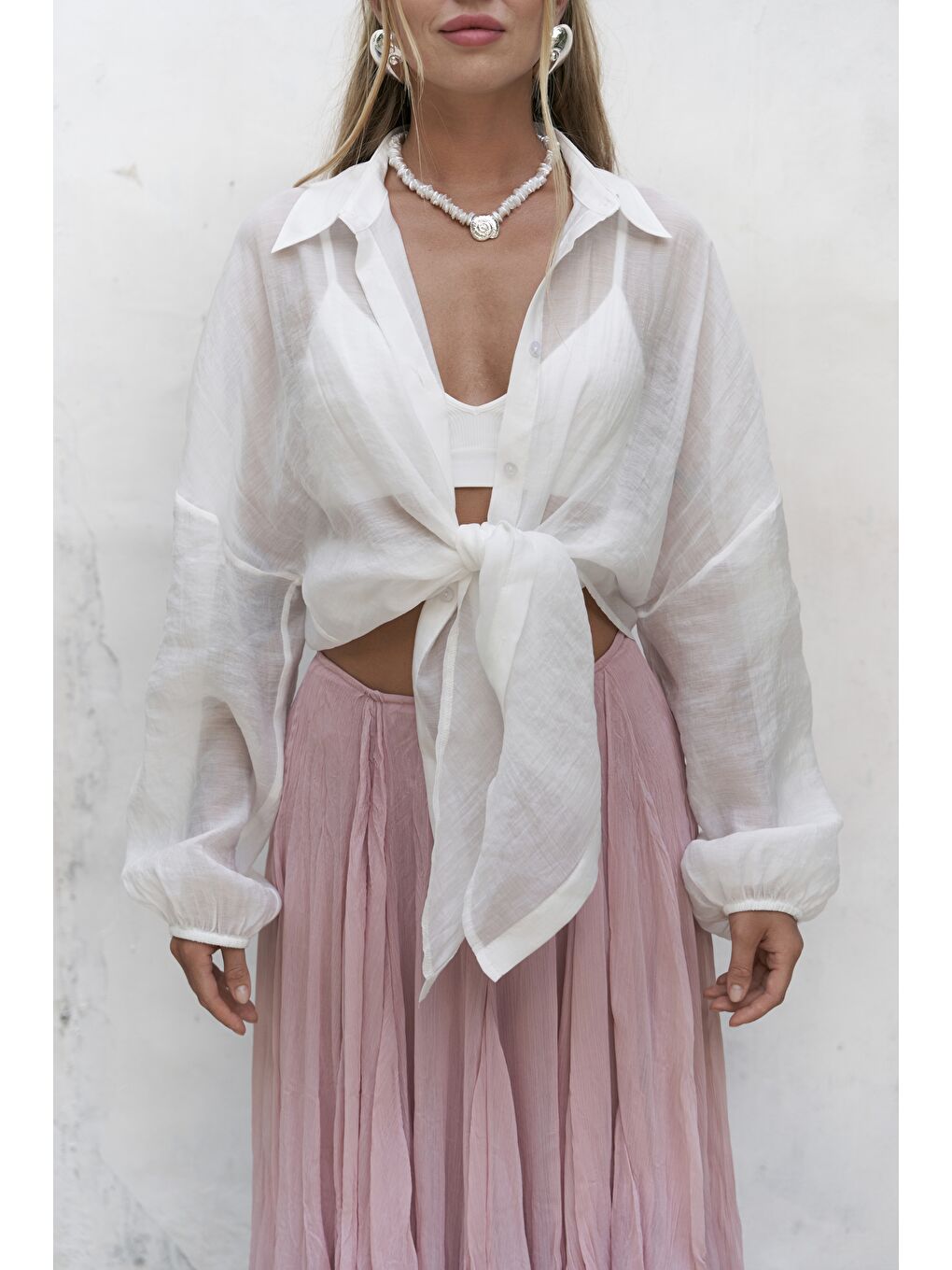 Lyra Oversize Ekru Gömlek-6