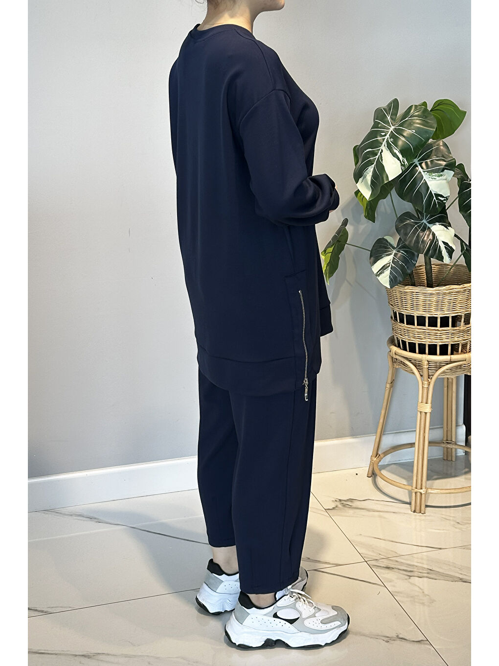 Yanları Fermuar Detay Penye Takım 2034 Lacivert-1