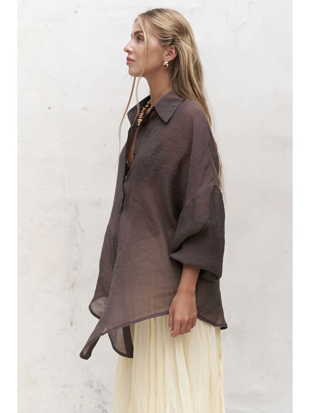 Kahverengi Lyra Oversize Kahve Gömlek-2