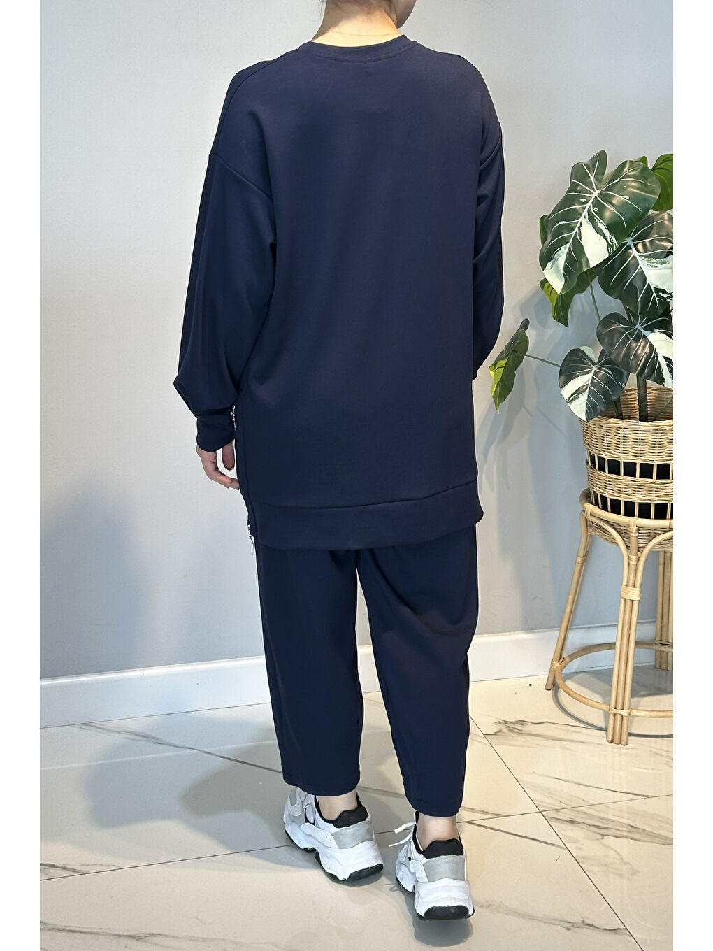 Yanları Fermuar Detay Penye Takım 2034 Lacivert-2