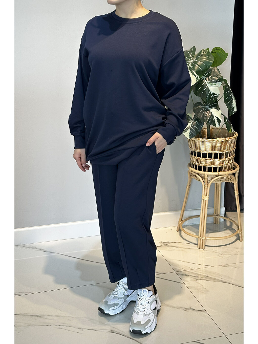 Yanları Fermuar Detay Penye Takım 2034 Lacivert-3