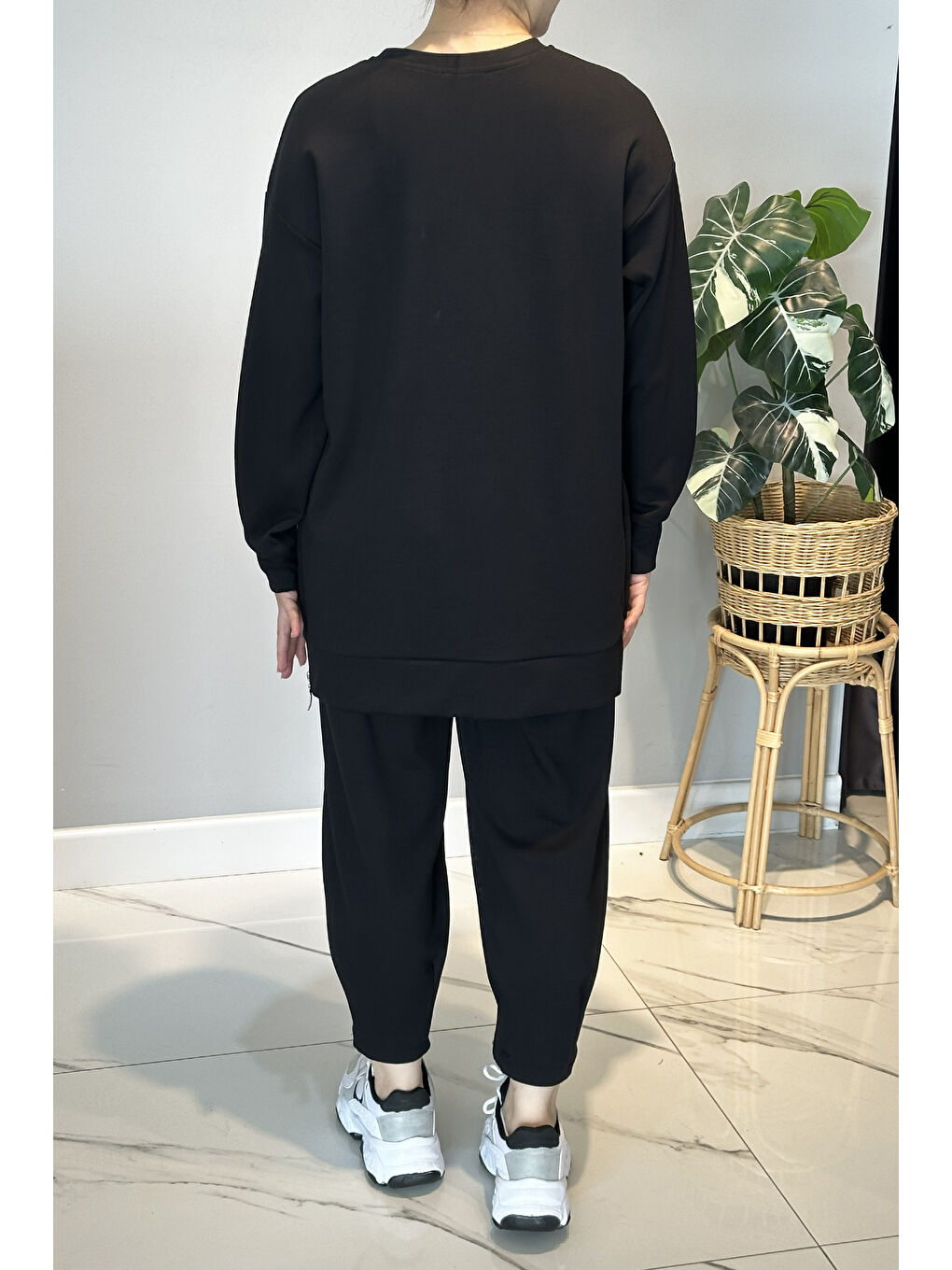 Yanları Fermuar Detay Penye Takım 2034 Siyah-2