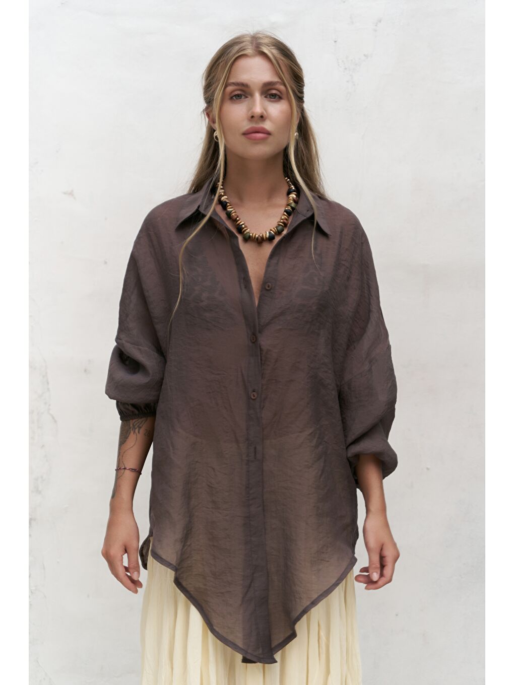 Kahverengi Lyra Oversize Kahve Gömlek-6
