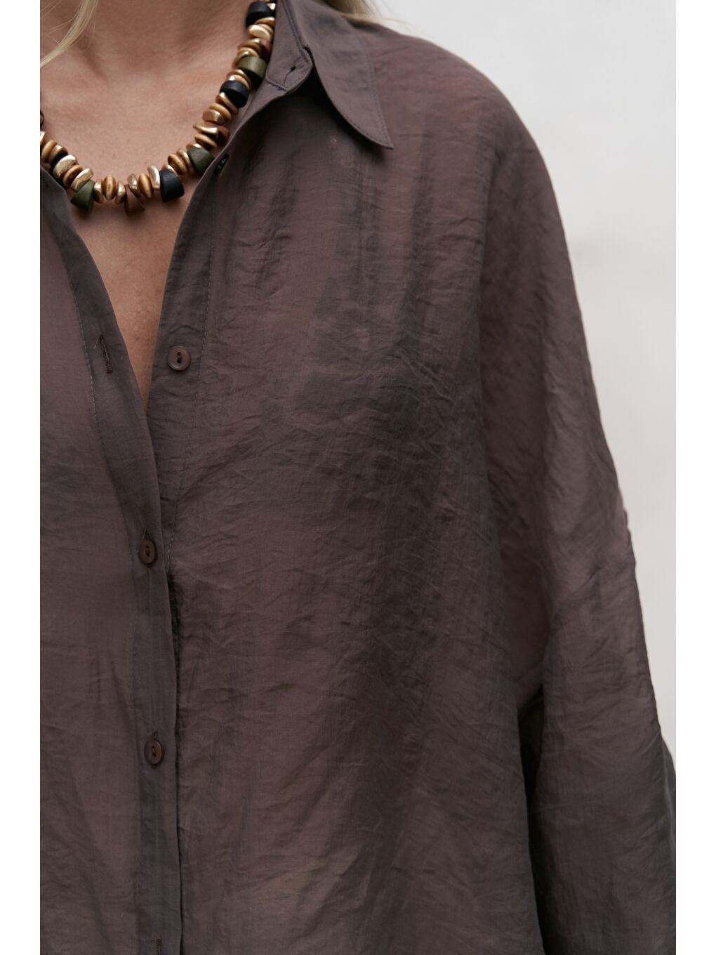 Kahverengi Lyra Oversize Kahve Gömlek-7