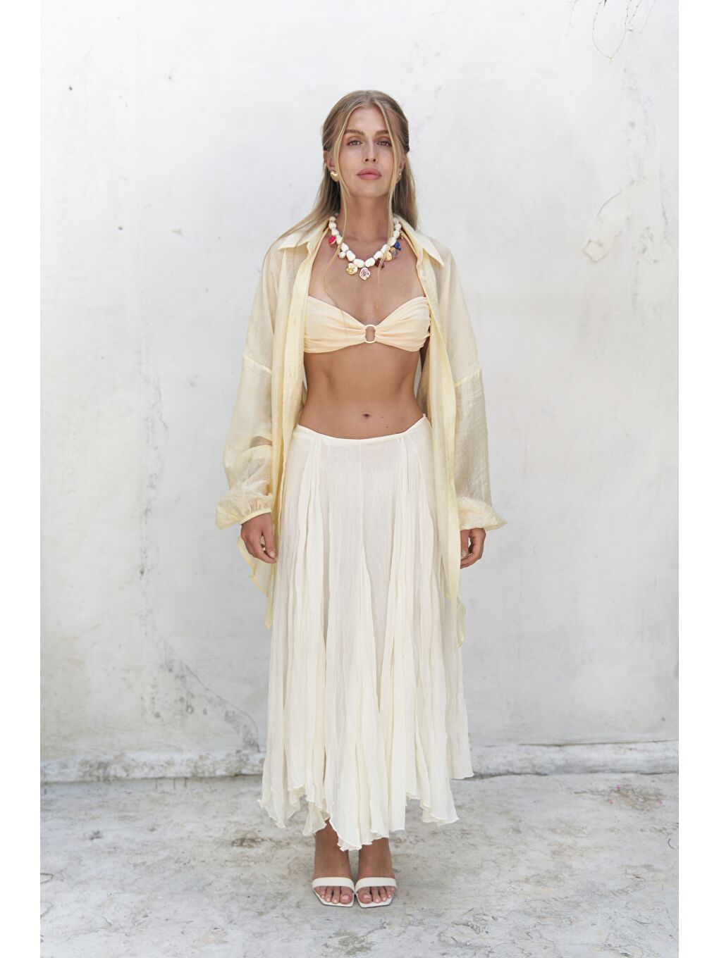 Lyra Oversize Sarı Gömlek-1