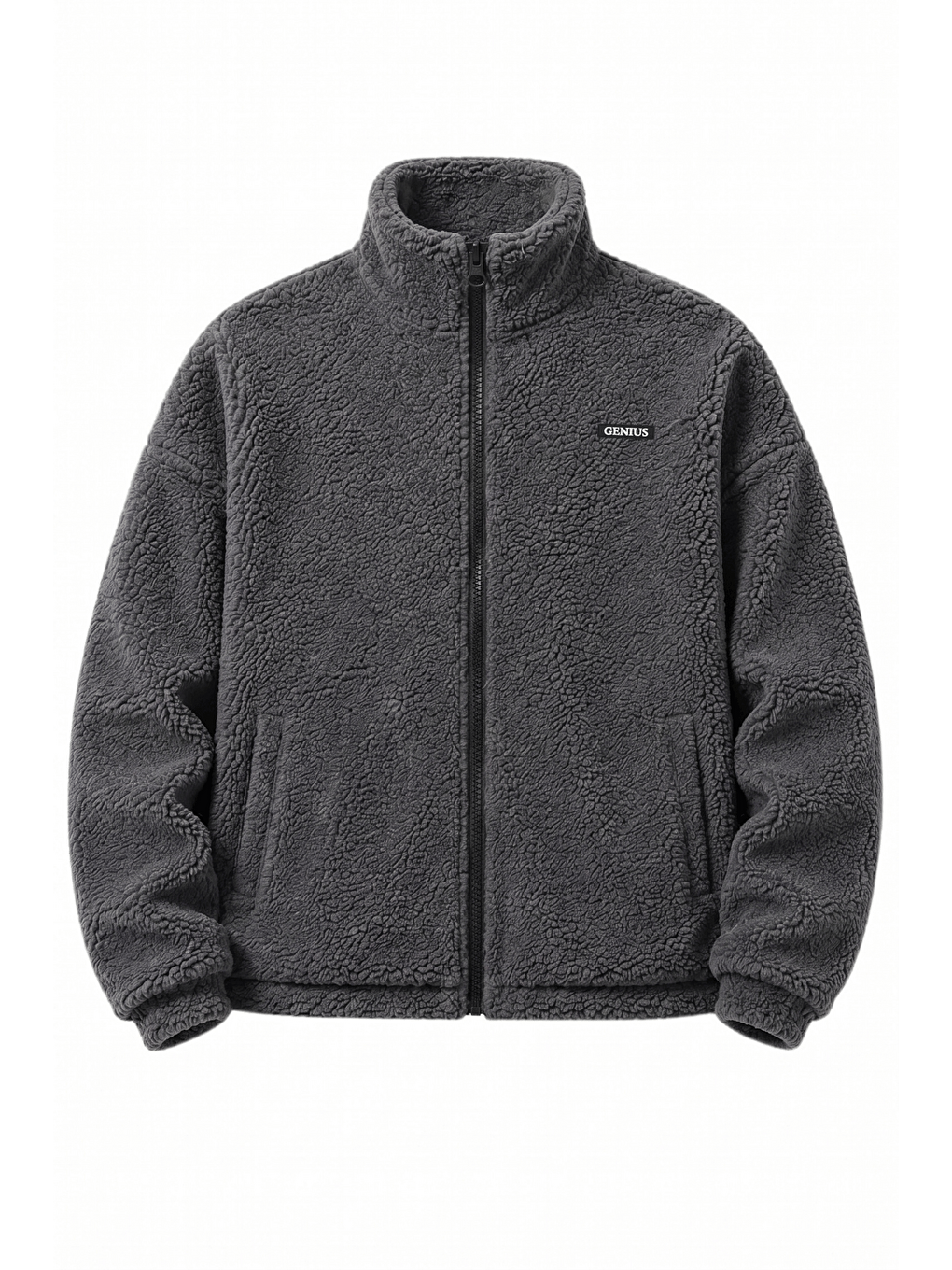 Gri Oversize Pelüş Erkek İçi Polarlı Tam Fermuarlı Sherpa Sonbahar Kış Kadın Polar Sweatshirt Oversıze-p