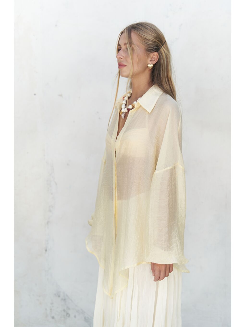 Lyra Oversize Sarı Gömlek-3