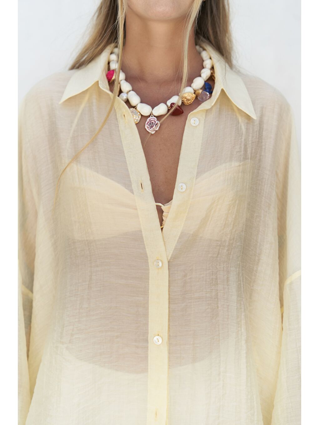 Lyra Oversize Sarı Gömlek-6