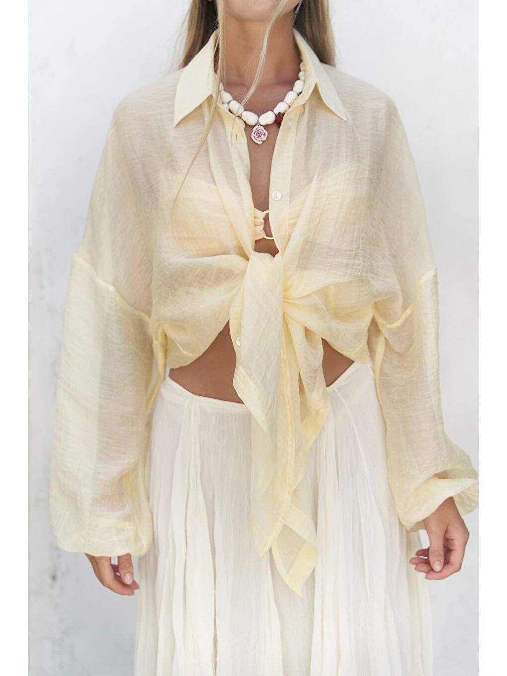 Lyra Oversize Sarı Gömlek-7