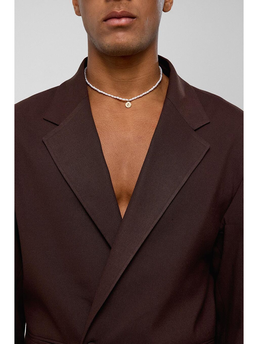 Kahverengi Tek Düğme Oversize Takım Elbise Kahve-6