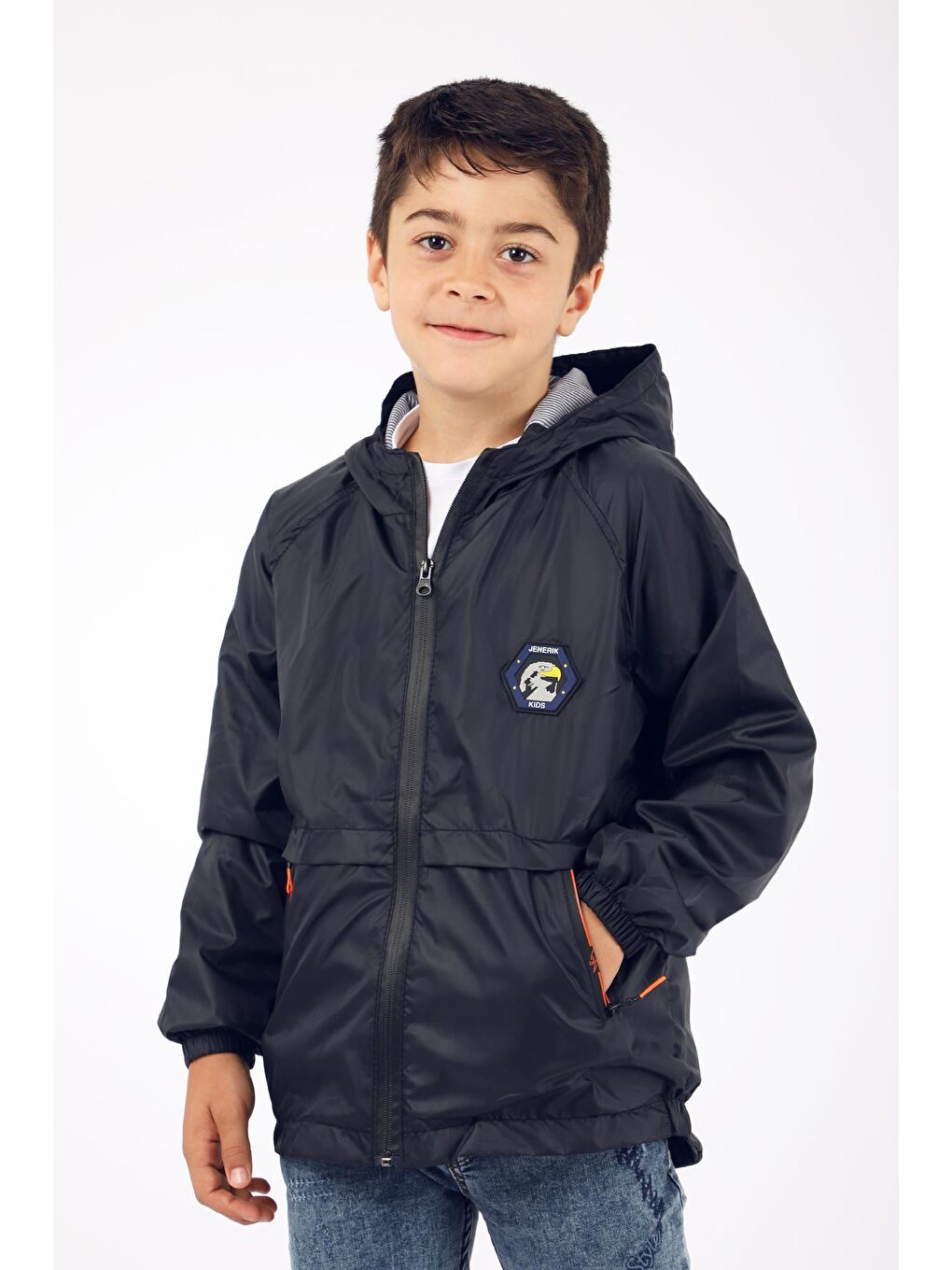 Lacivert Erkek Çocuk Kapüşonlu Yağmurluk 3 -12 Yaş