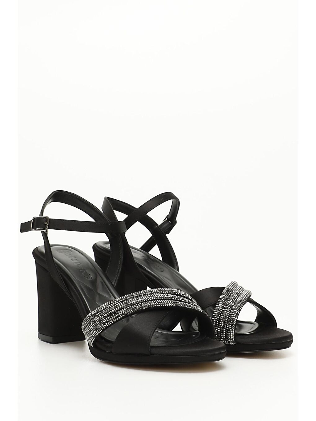 Siyah SİYAH  Kalın Ökçeli Platformlu Bantlı Kadın Topuklu Ayakkabı 37013-1