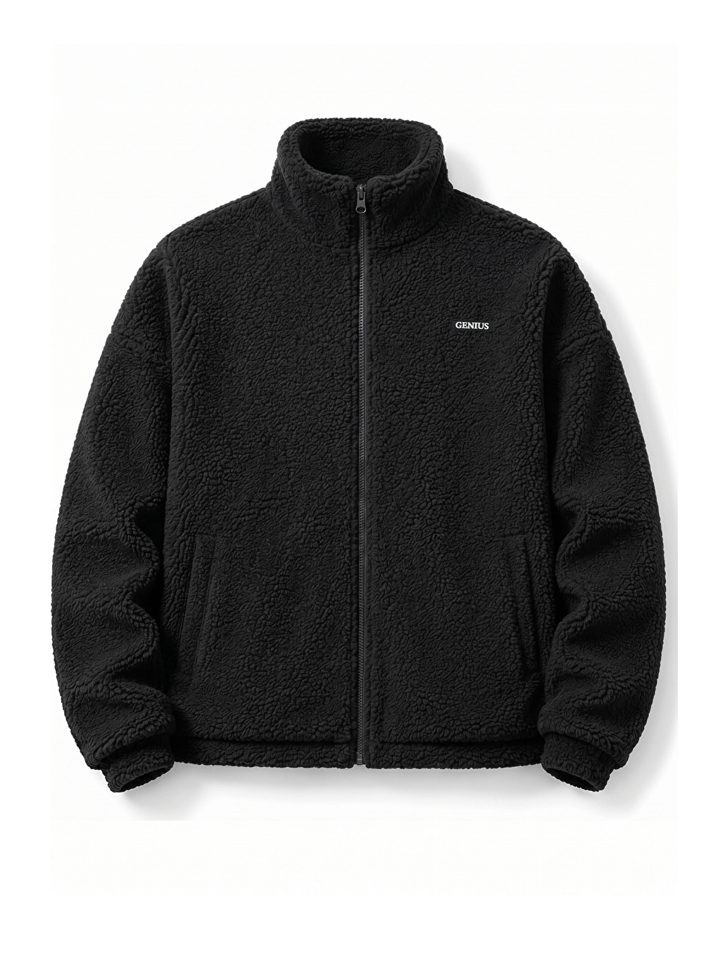 Siyah Oversize Pelüş Erkek İçi Polarlı Tam Fermuarlı Sherpa Sonbahar Kış Kadın Polar Sweatshirt Oversıze-p