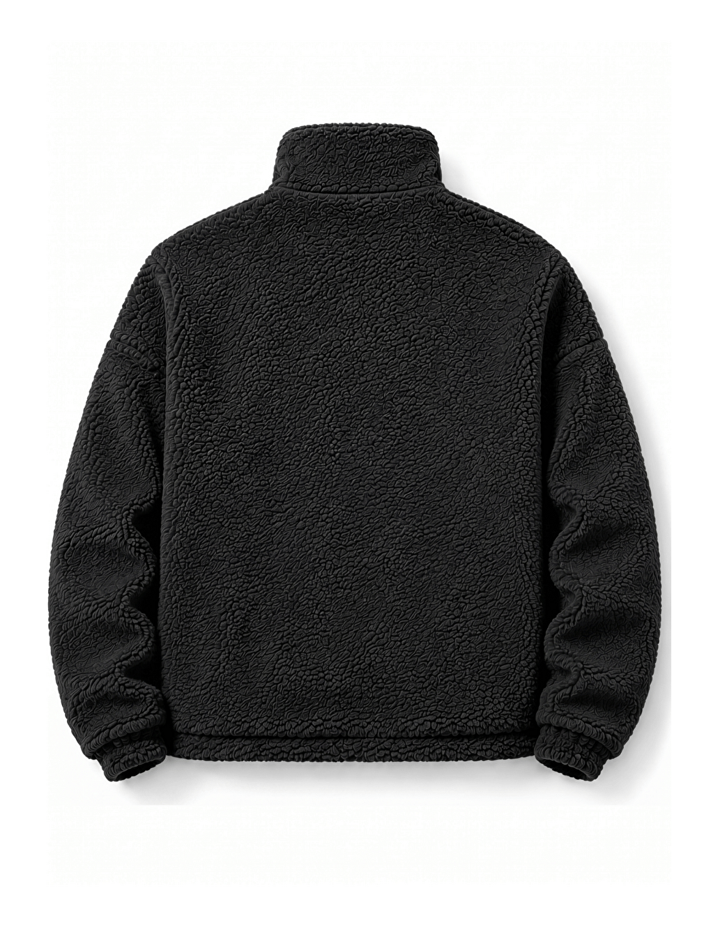 Siyah Oversize Pelüş Erkek İçi Polarlı Tam Fermuarlı Sherpa Sonbahar Kış Kadın Polar Sweatshirt Oversıze-p-1