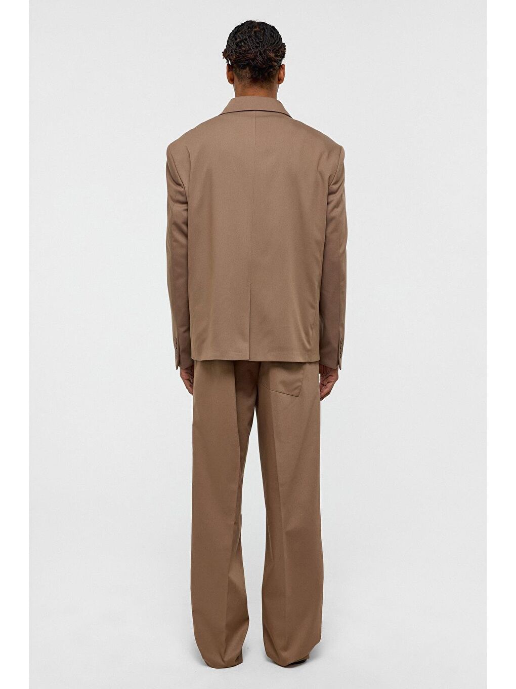 Bej Tek Düğme Oversize Takım Elbise Vizon-3