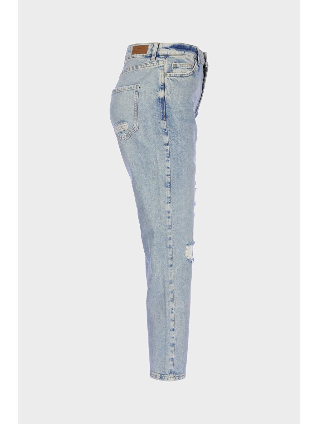 CROSS JEANS Ariana Açık Mavi Yüksek Bel Yıpratmalı Patı Fermuarlı Mom Jean Pantolon C 4525-188 - 3