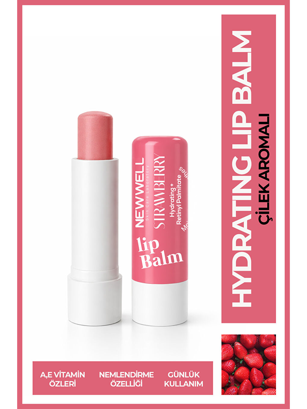 Strawberry Hydrating Lip Balm – Çilek Aromalı Nemlendirici Dudak Bakım Kremi 4 gr