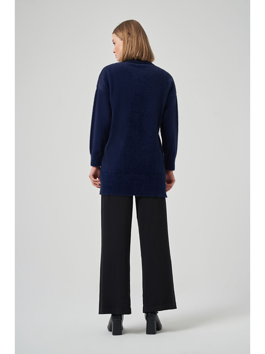 Nakış Detay Angora Kazak 7004 Lacivert-2