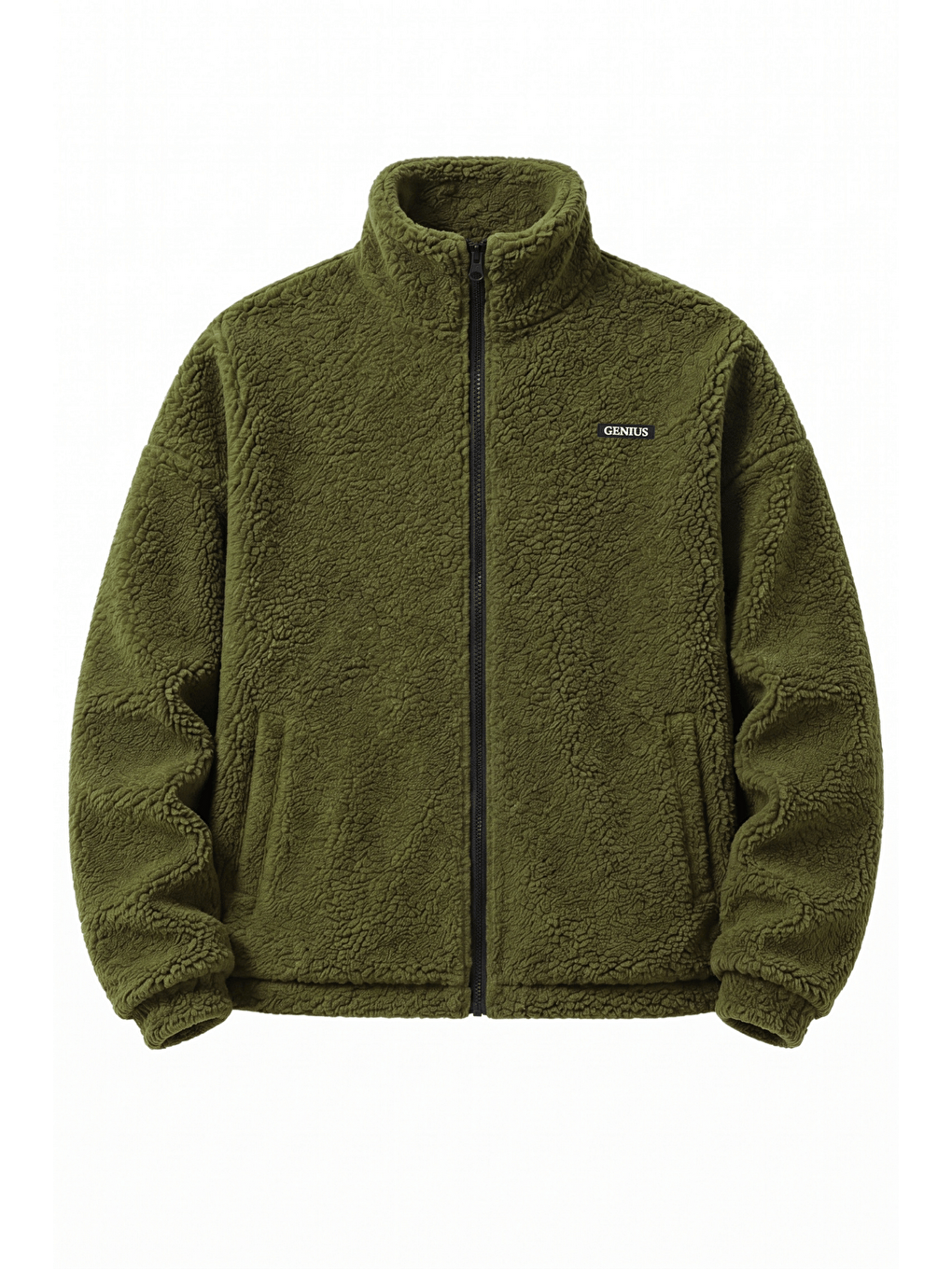 Haki Oversize Pelüş Erkek İçi Polarlı Tam Fermuarlı Sherpa Sonbahar Kış Kadın Polar Sweatshirt Oversıze-p