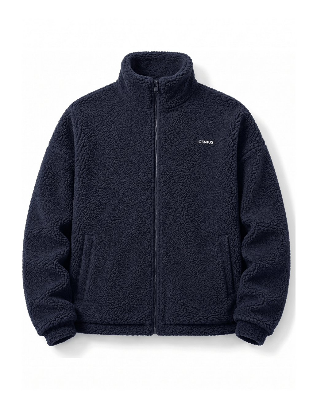 Lacivert Oversize Pelüş Erkek İçi Polarlı Tam Fermuarlı Sherpa Sonbahar Kış Kadın Polar Sweatshirt Oversıze-p