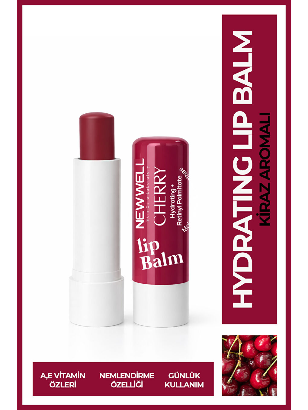 Cherry Hydrating Lip Balm – Kiraz Aromalı Nemlendirici Dudak Bakım Kremi 4 gr
