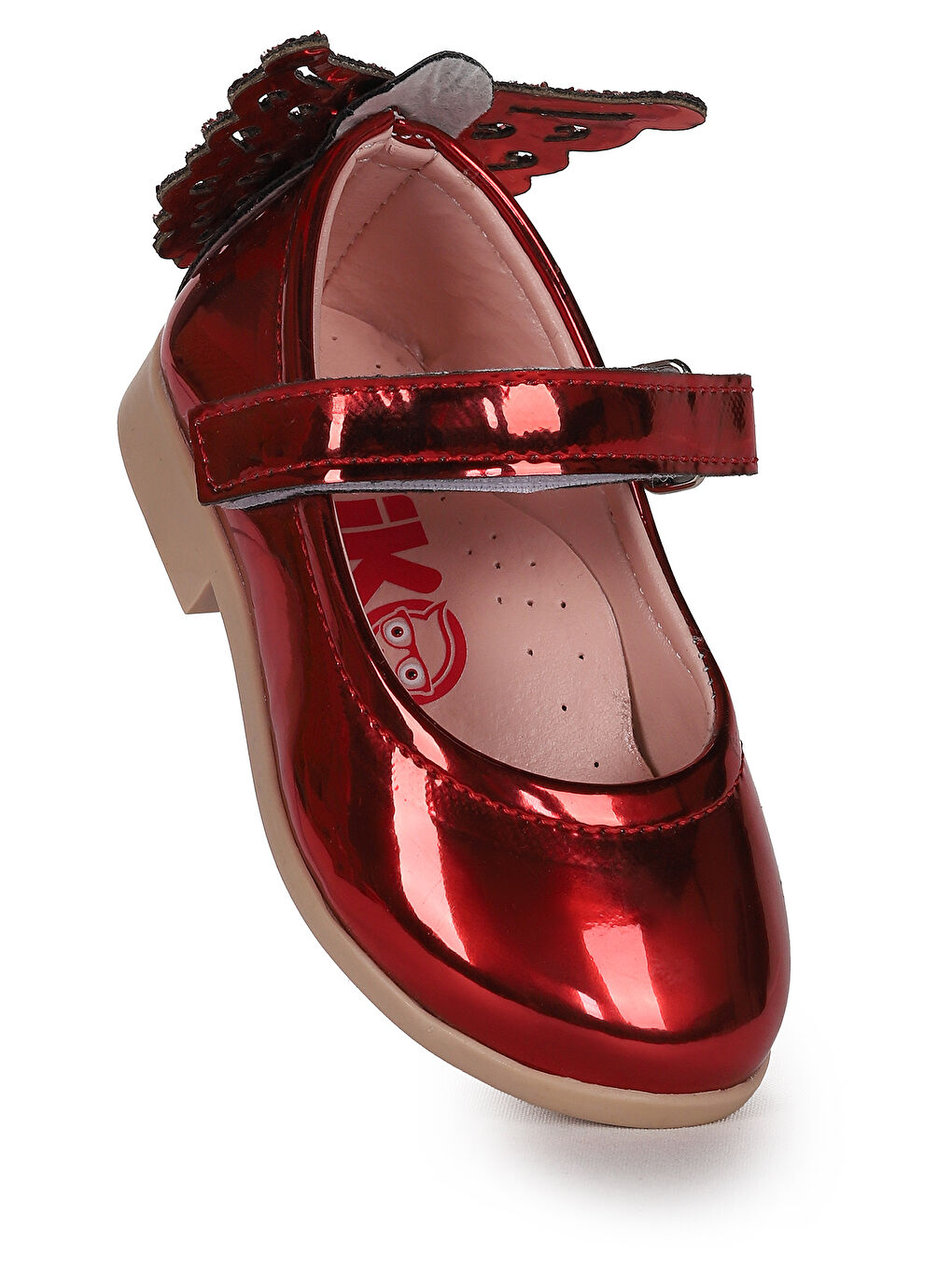 Kırmızı Friga Ayna Kelebek Cırtlı Kız Bebek Babet Ayakkabı