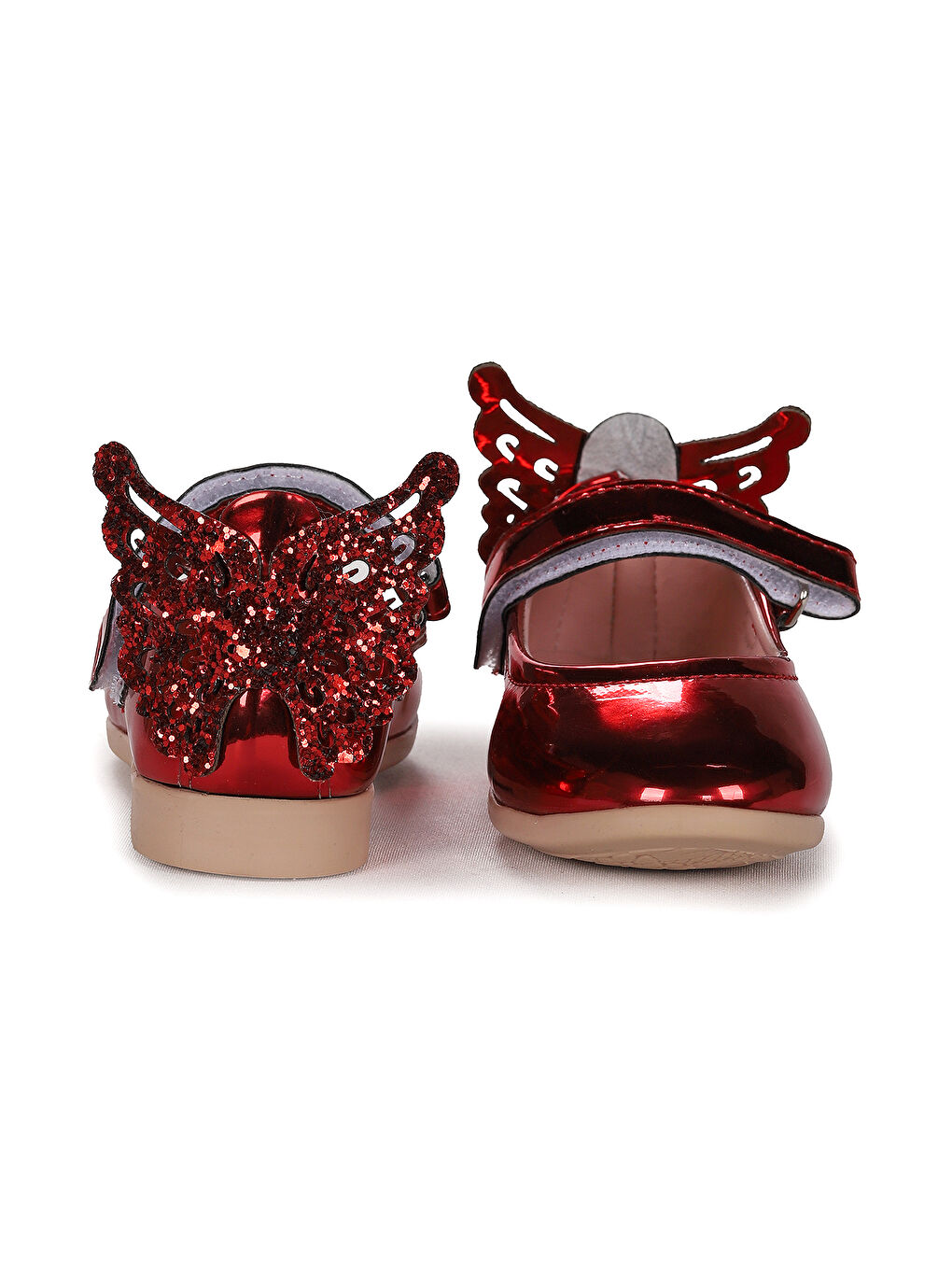 Kırmızı Friga Ayna Kelebek Cırtlı Kız Bebek Babet Ayakkabı-3