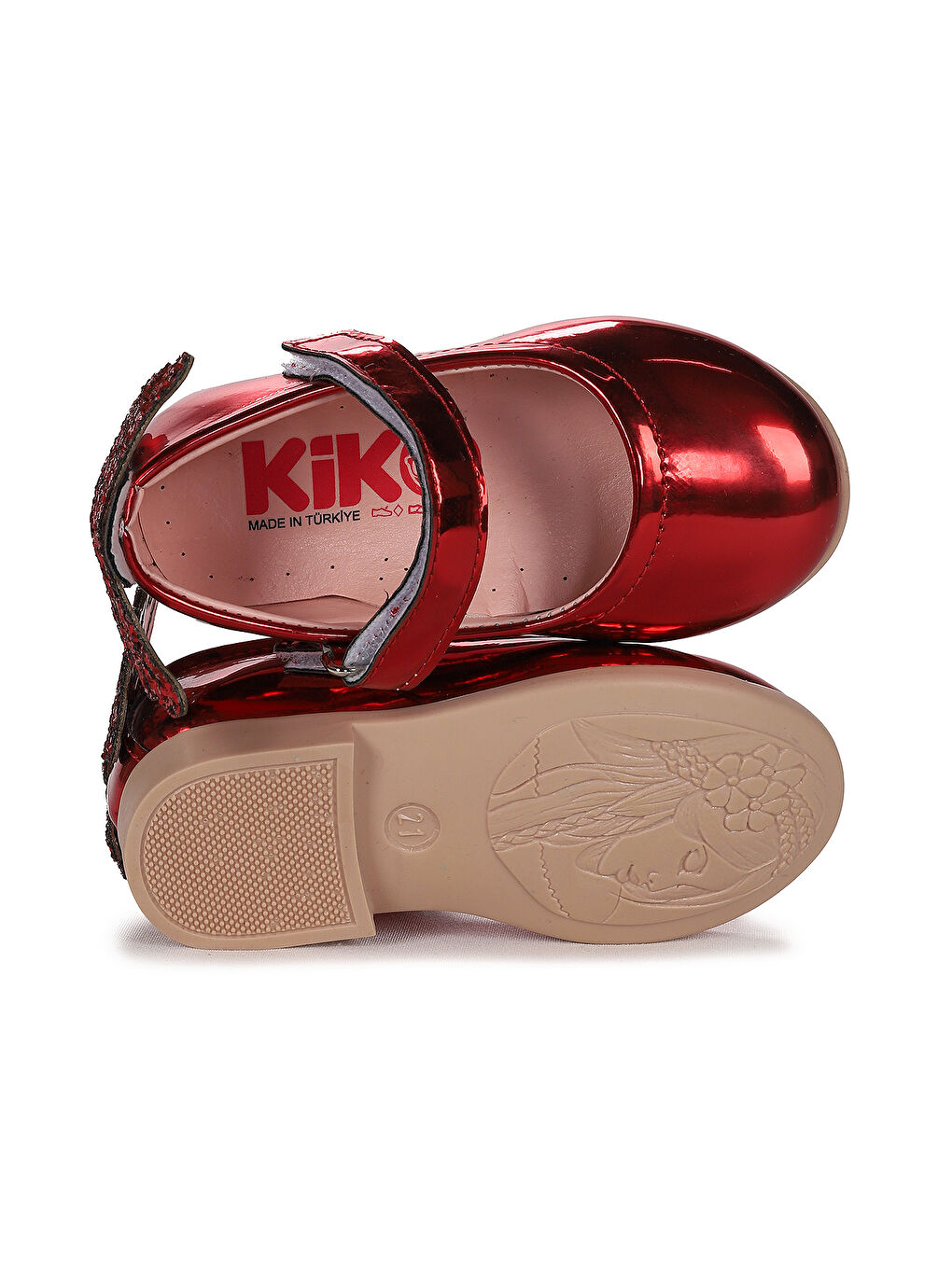 Kırmızı Friga Ayna Kelebek Cırtlı Kız Bebek Babet Ayakkabı-4