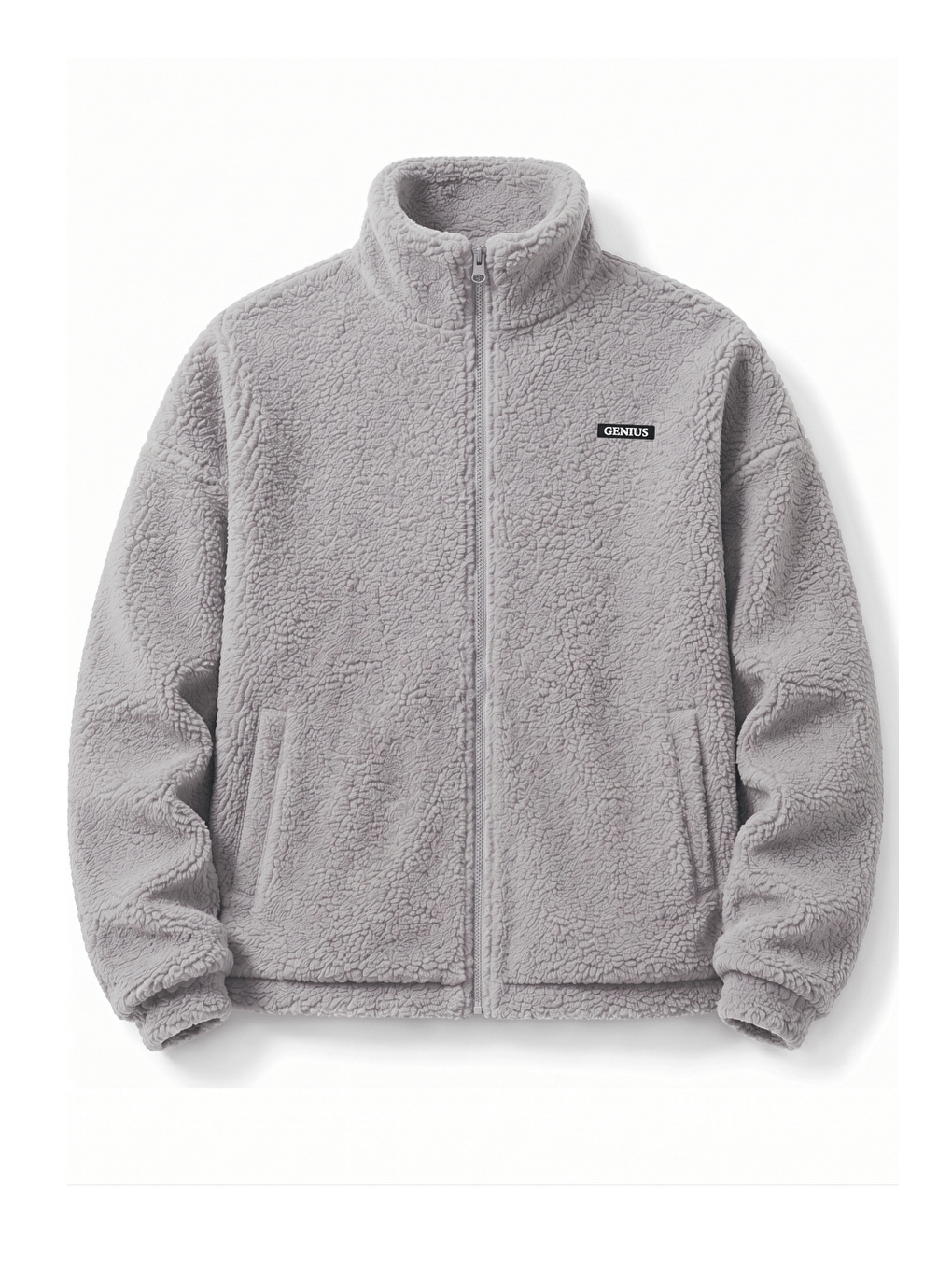 Gri Oversize Pelüş Erkek İçi Polarlı Tam Fermuarlı Sherpa Sonbahar Kış Kadın Polar Sweatshirt Oversıze-p