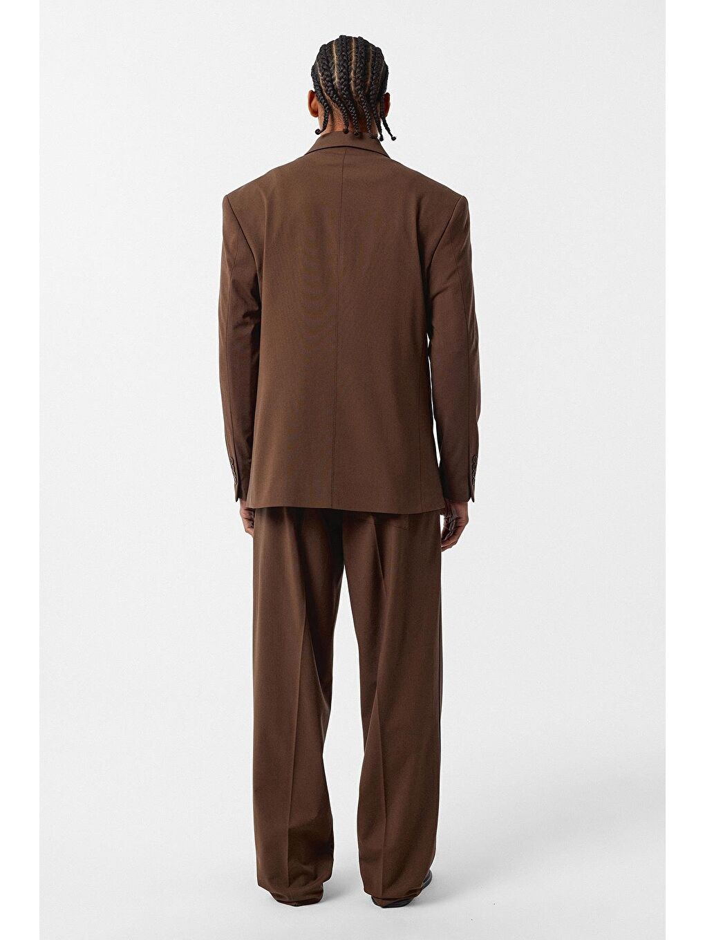 Kahverengi Rahat Kalıp Kruvaze Takım Elbise Açık Kahve-3