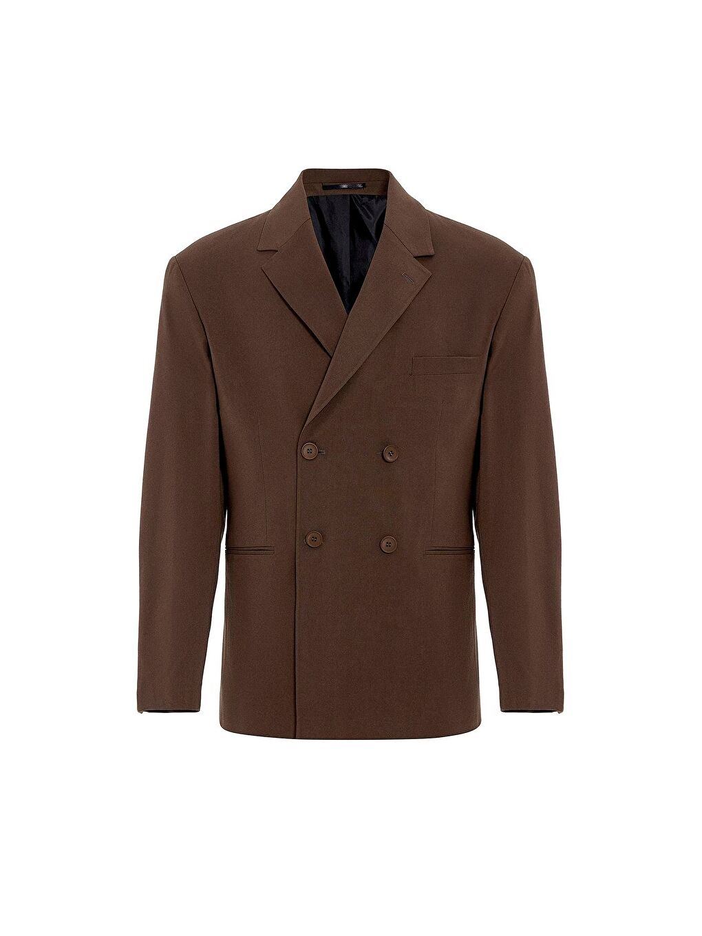 Kahverengi Rahat Kalıp Kruvaze Takım Elbise Açık Kahve-5