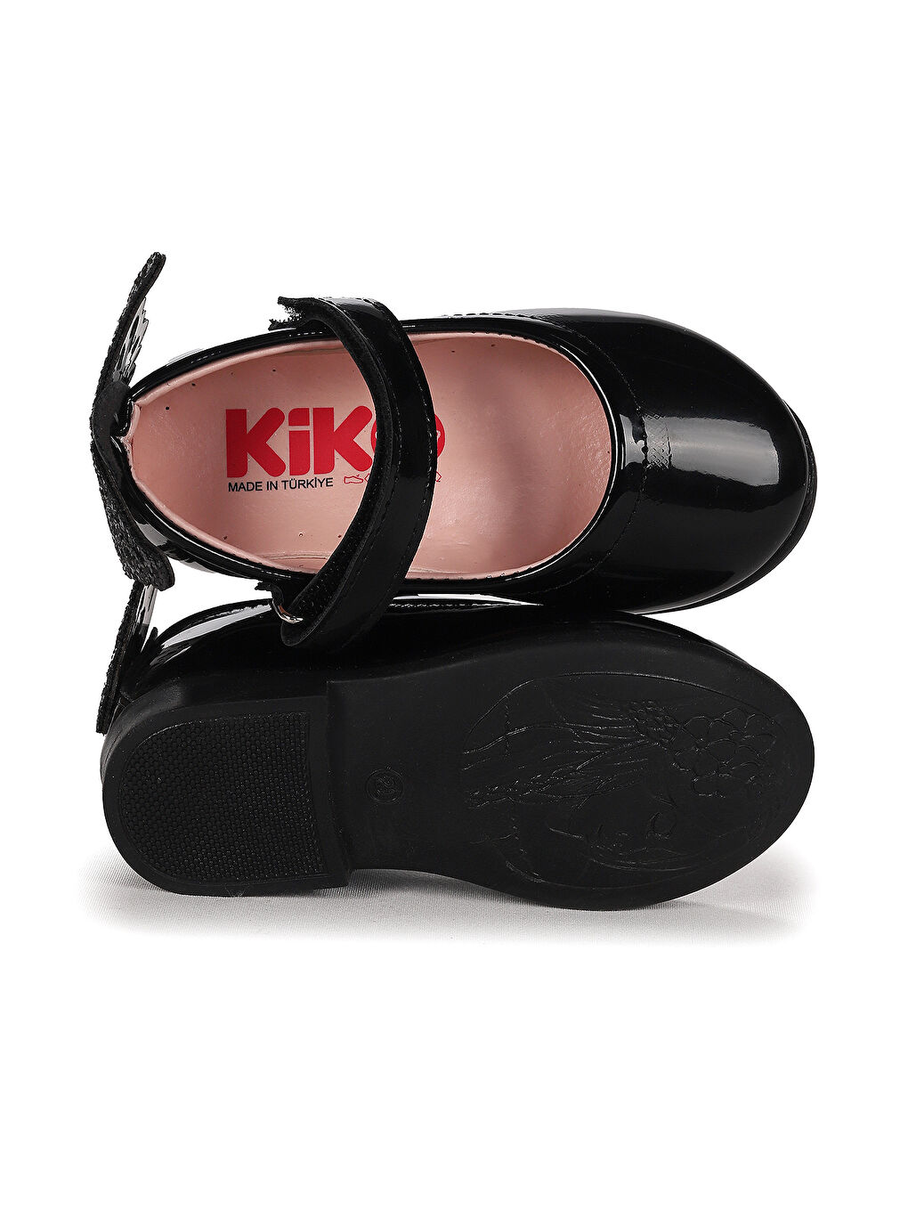 Siyah Friga Ayna Kelebek Cırtlı Kız Bebek Babet Ayakkabı-4