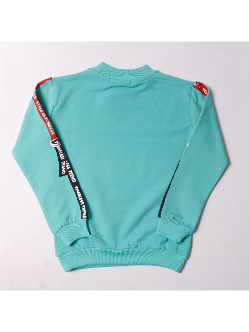 Toontoykids Mint Yeşil Kız Çocuk Sweatshirt Kollari Şeritli Pullu Fashion Nakış - 1