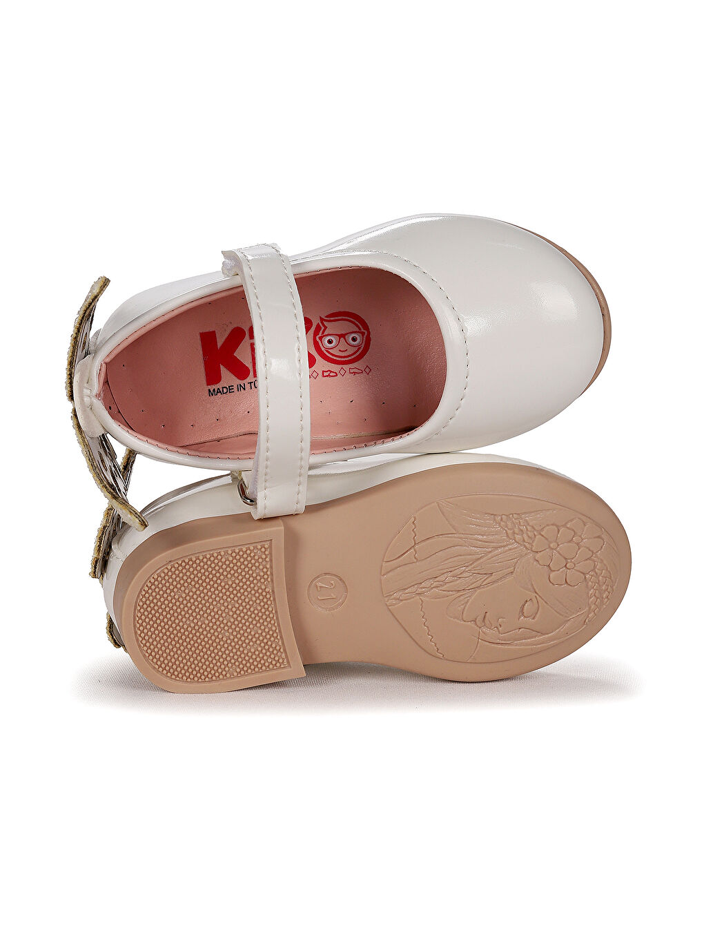 Beyaz Friga Ayna Kelebek Cırtlı Kız Bebek Babet Ayakkabı-4