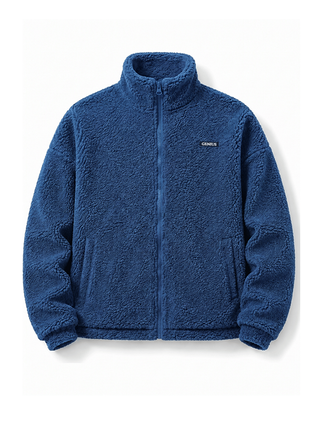 İndigo Oversize Pelüş Erkek İçi Polarlı Tam Fermuarlı Sherpa Sonbahar Kış Kadın Polar Sweatshirt Oversıze-p