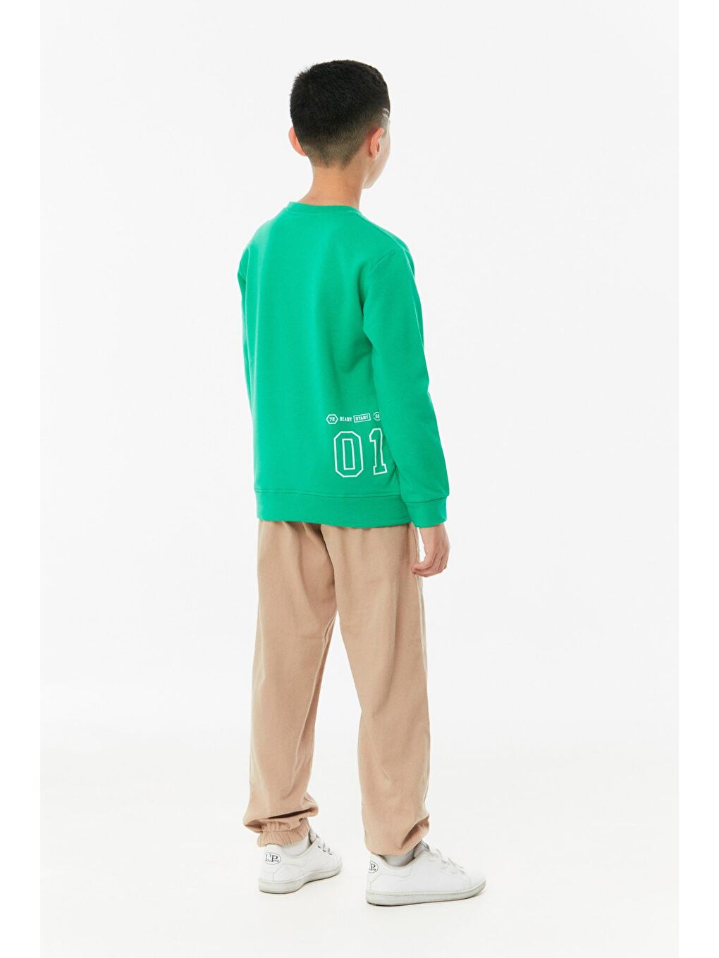 Yeşil Baskılı Bisiklet Yaka Erkek Çocuk Sweatshirt-3