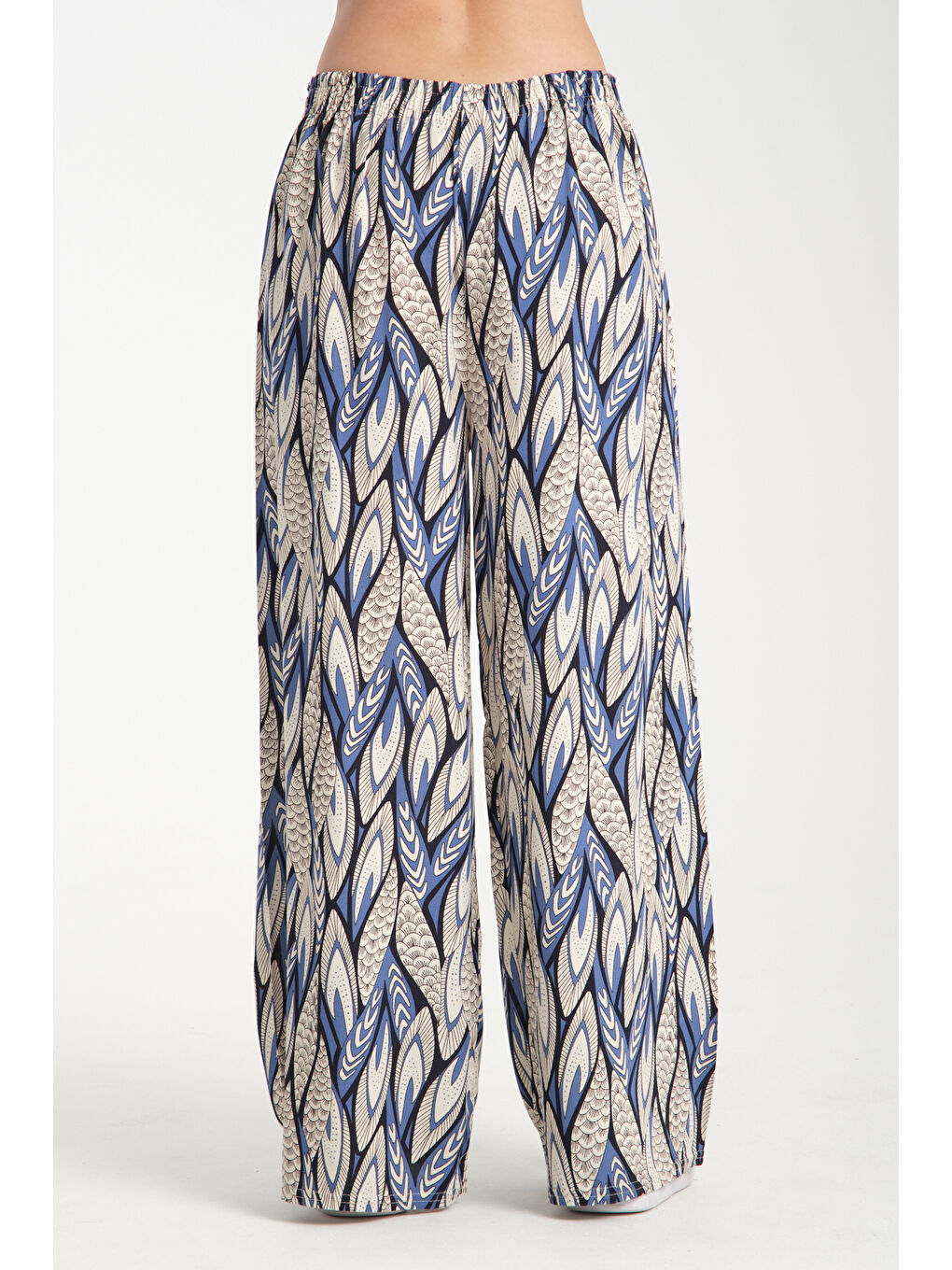 Mavi Kadın Desenli Dökümlü Viskon Pantolon 1068-3