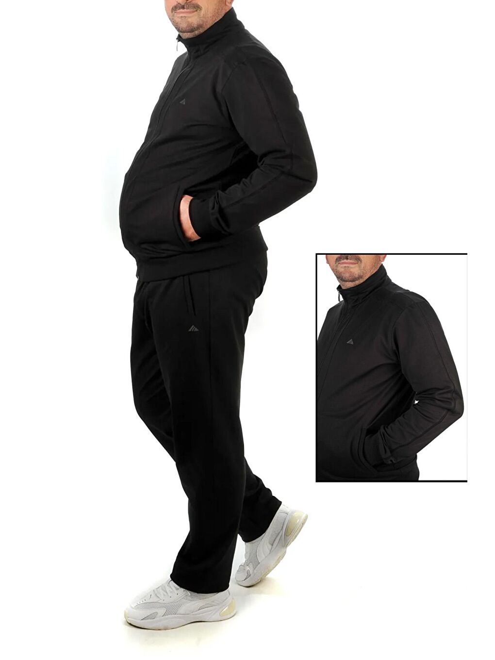 Büyük Beden Likralı Penye Erkek Eşofman Takımı 1714 Siyah