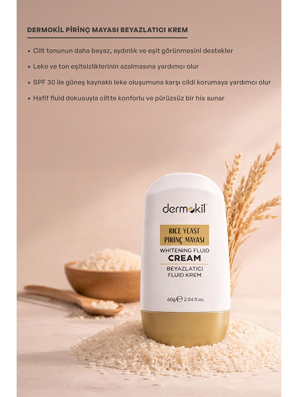 Pirinç Mayası Beyazlatıcı Fluid Krem 30 SPF 60 g-2