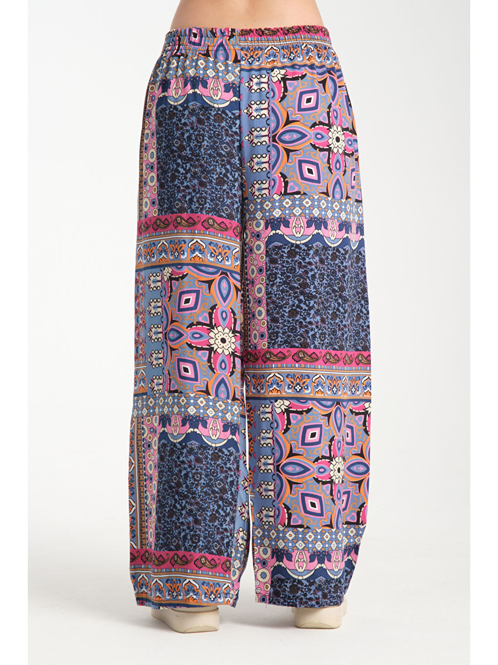 Mavi Kadın Desenli Dökümlü Viskon Pantolon 1072-3