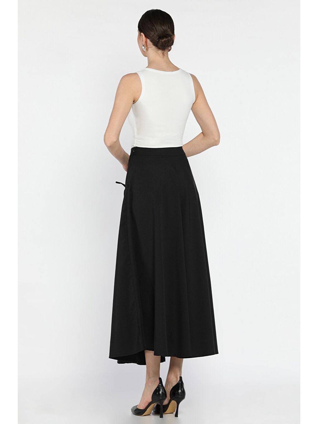 Siyah Kadın Fiyonklu Kiloş Etek-2