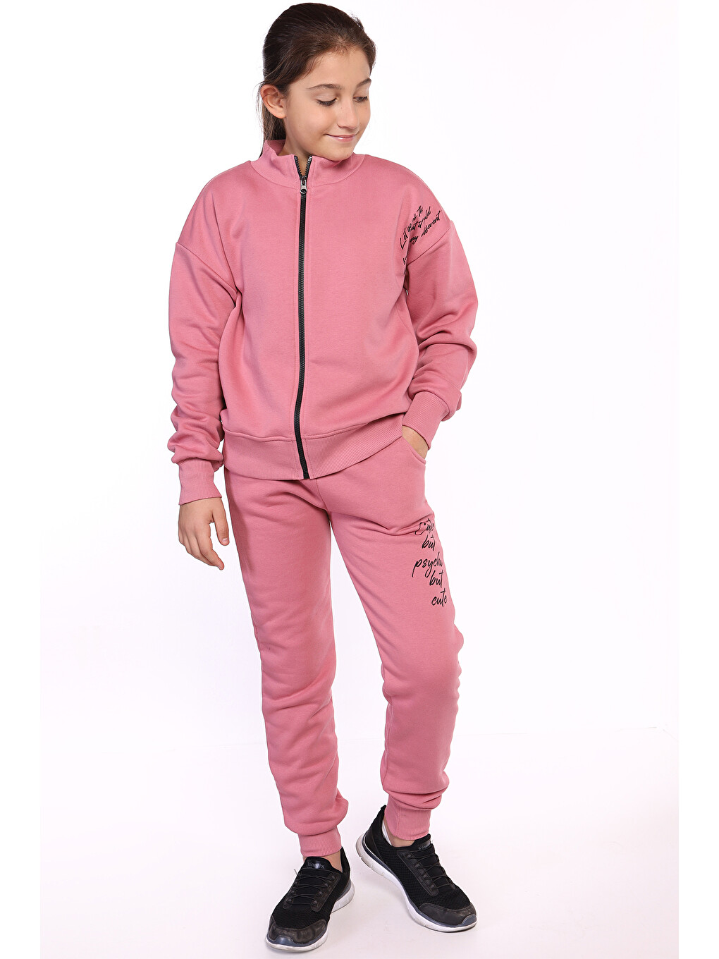 Pembe Kız Çocuk Baskılı Eşofman Takımı