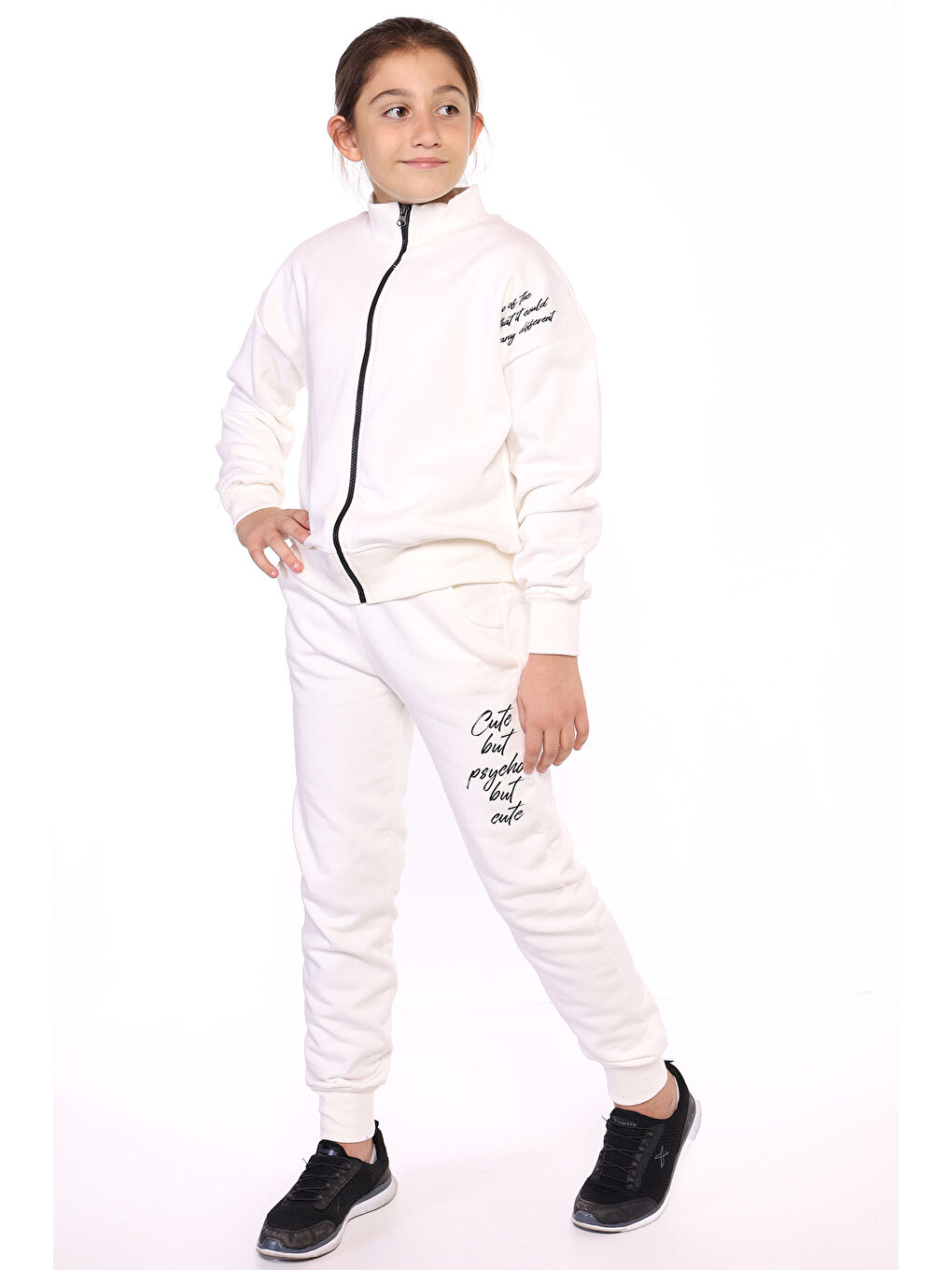 Ekru Kız Çocuk Baskılı Eşofman Takımı