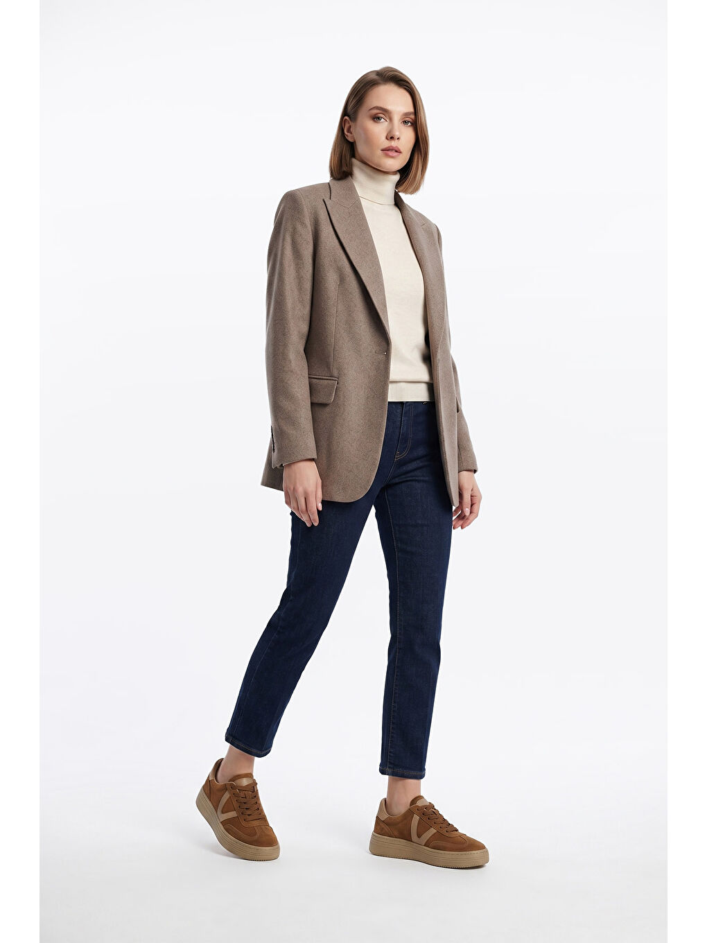 Kahverengi Kadın KAHVERENGİ-TABA Bağcıklı Hakiki Deri Sneaker-2