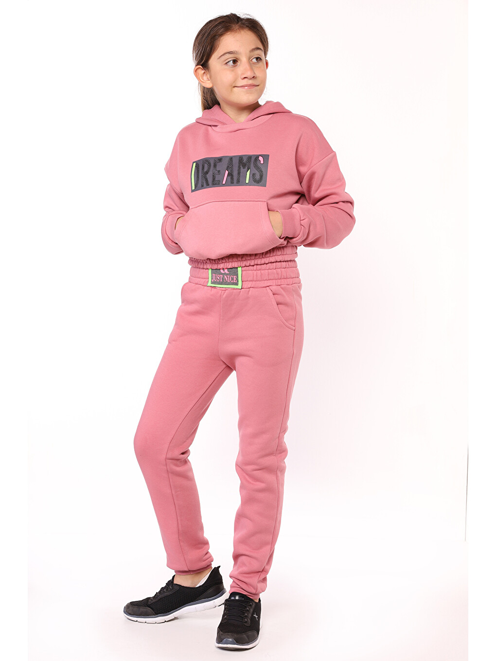 Pembe Kız Çocuk Baskılı Eşofman Takımı
