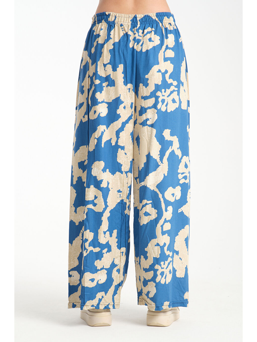 Mavi Kadın Desenli Dökümlü Viskon Pantolon 1074-3